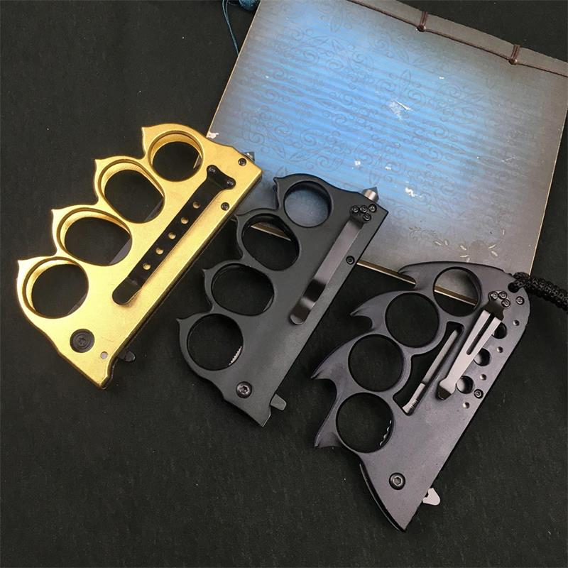 Outdoor Knuckle Duster Folding Tactical Knife Camping Hunting Self ...