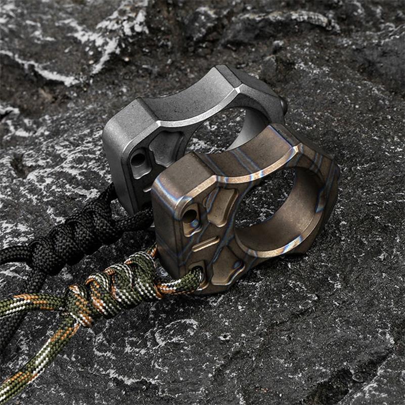 Single Finger Burning Titanium Knuckle Duster EDC Pendant