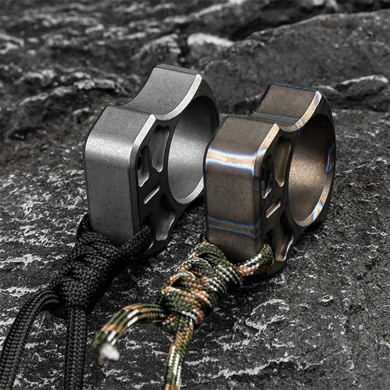 Single Finger Burning Titanium Knuckle Duster EDC Pendant