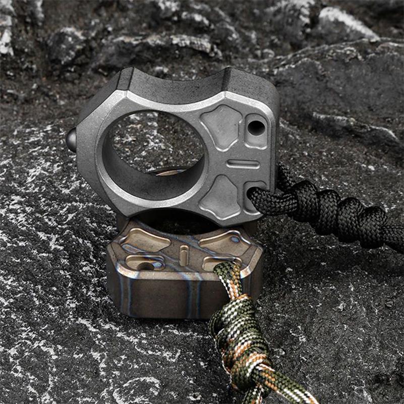 Single Finger Burning Titanium Knuckle Duster EDC Pendant