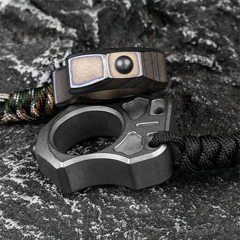 Single Finger Burning Titanium Knuckle Duster EDC Pendant