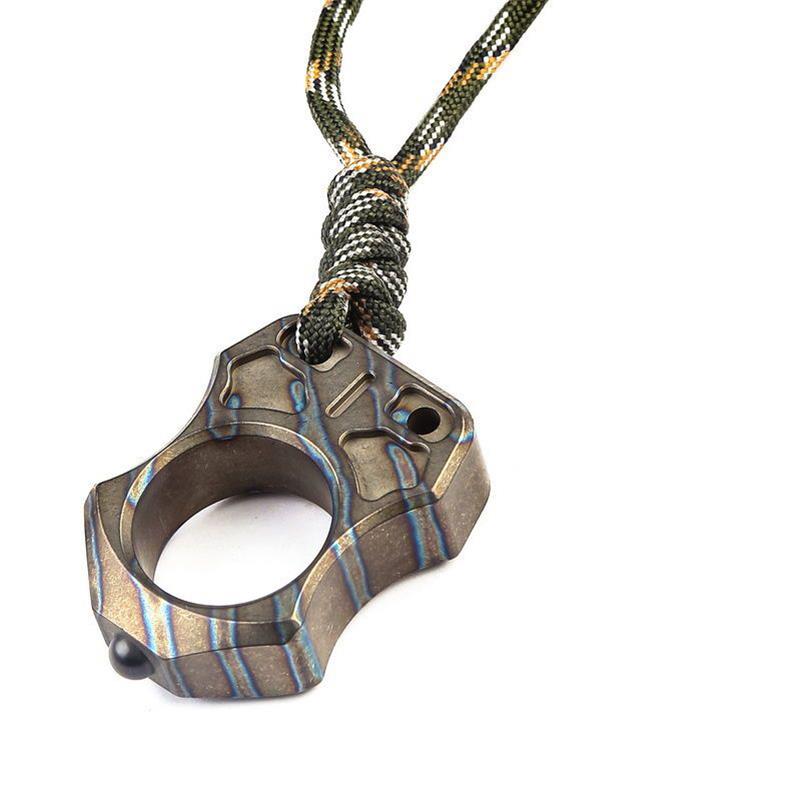 Single Finger Burning Titanium Knuckle Duster EDC Pendant