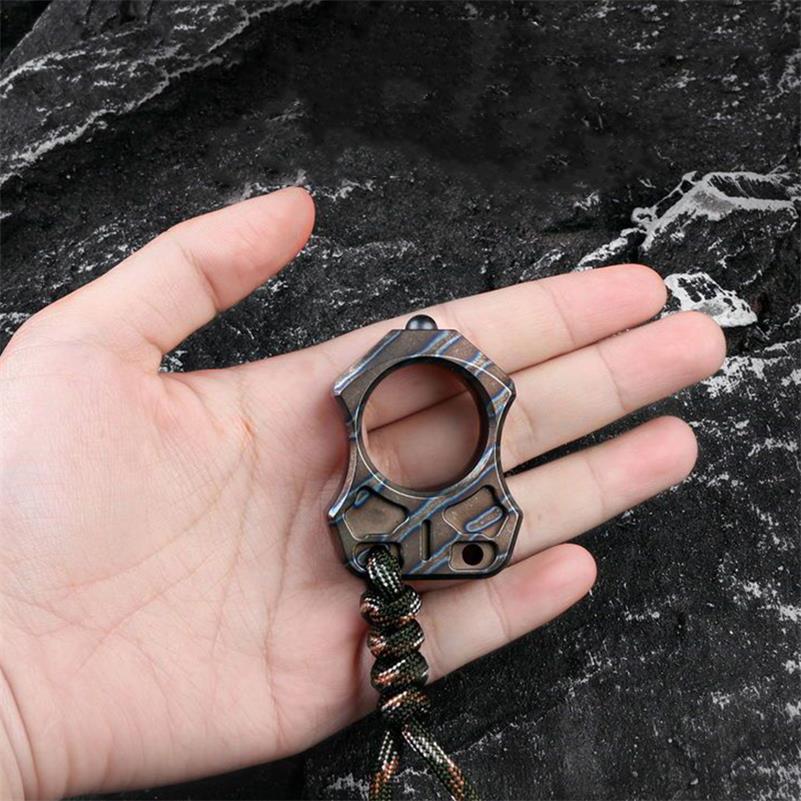 Single Finger Burning Titanium Knuckle Duster EDC Pendant