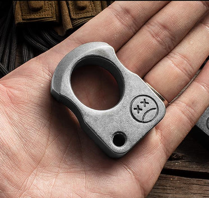 Solid Stainless Steel Brass Knuckle Duster Boxing Single Finger Buckle Self Defense Window Breaker Outdoor Portable EDC Tool