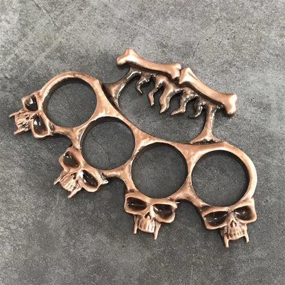 Skull Stab Knuckle Duster Boxing Four Finger Buckle Self Defense Window Breaker Outdoor Portable EDC Tool